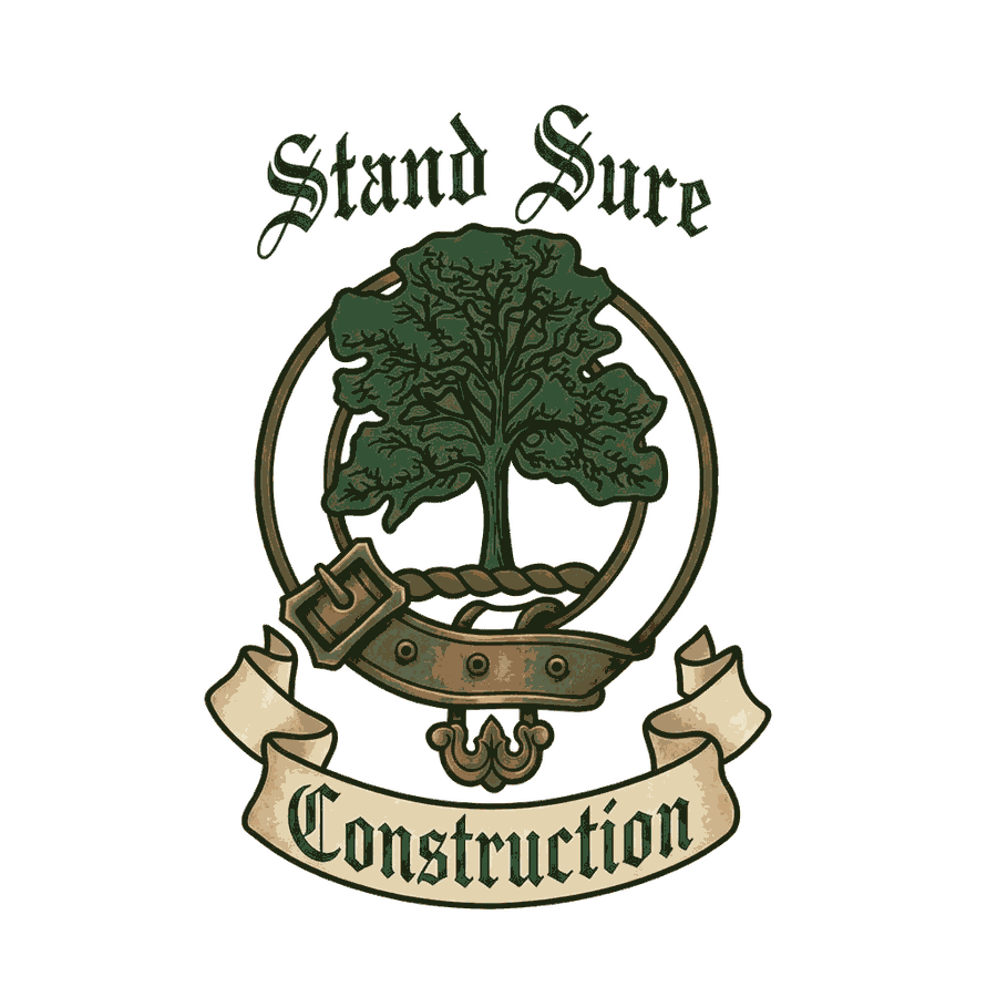 The Stand Sure crest: an oak tree bound by a strap and buckle, the Anderson family mark